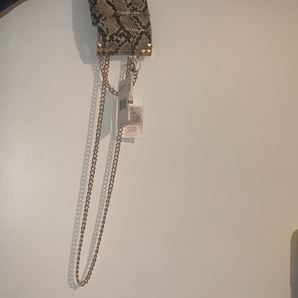 Jessica Simpson mini snake style pattern mini purse bag natural python chain - Picture 10 of 13